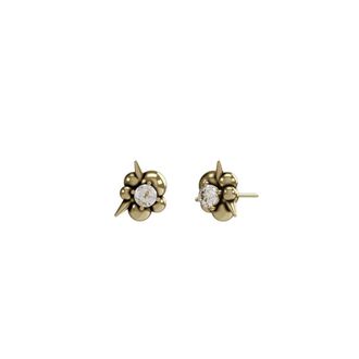 John Richmond Oorbellen met puntige bol en gouden diamanten - Dames - Oorbellen - Bruin - ONE Size - Accessoires