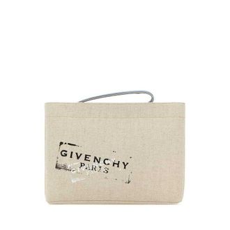Givenchy Sand Canvas Clutch Beigeblack