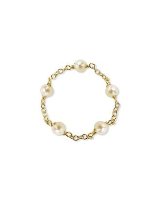 Jewelmak 14K White Pearl & Pearl Ring