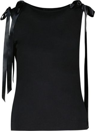 Simone Rocha Womens Ribbon-Tie Detail Tank Top Black Synthetic Tops