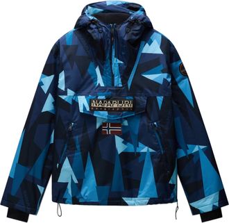 Napapijri Geometric Patterned Jacket With Hood And Flap Pocket