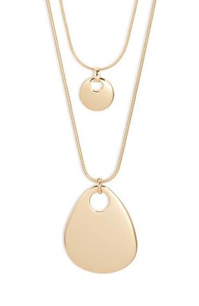 Nordstrom Layered Flat Pendant Necklace in Gold at Nordstrom