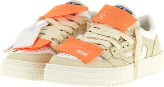 Off-white Womens Beige Leather Low Top Sneakers