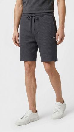 HUGO BOSS Pyjamashorts BOSS Waffle Shorts, Damen, Gr. XXL, N-Gr, blau (dunkelblau 403), Jersey, Obermaterial: 60% Baumwolle, 40% Polyester, lang, Hosen Pyjamash