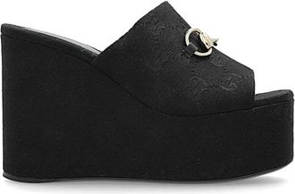 Gucci Heeled Mules, female, Black, Size: 8 US Sandal with Crystal Horsebit