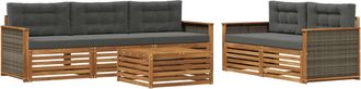 vidaXL Conjunto De Sof&aacute;s De Exterior 6 Uds. Natural Y Antracita Vidaxl