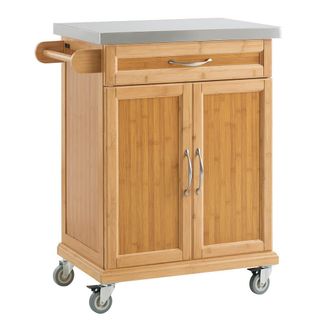 SoBuy Carrito de cocina con 2 puertas y 1 caj&oacute;n bamb&uacute; color natural