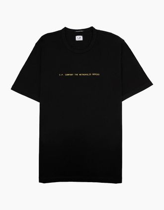 C.P. Company Mens Cp Company Metropolis Series Mercerized Graphic Badge T Shirt Black 999 - Size: 42