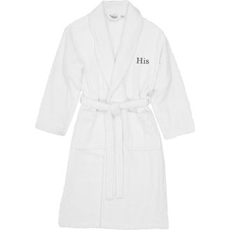Linum Home Textiles Embroidered His Terry Bathrobe in White at Nordstrom Rack, Size Large/x-Large