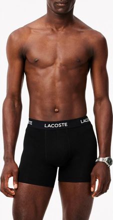 Lacoste Core Essentials Assorted 5-Pack Stretch Cotton Boxer Briefs in Black at Nordstrom, Size Xxx-Large