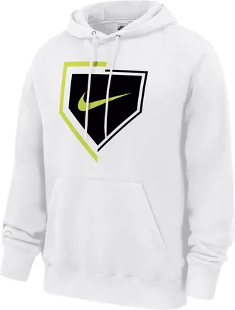 Nike Mens Club Baseball Pullover Fleece Hoodie in White | M31233P468NKBS-WHT