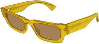 Gucci Rechthoekige Zonnebril - Heren - Zonnebrillen - Oranje - 52 MM - Nylon - Accessoires