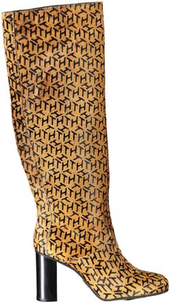 Tommy Hilfiger Womens Th Monogram Calf Hair Boots Knee High - Tan Leather - Size EU 37