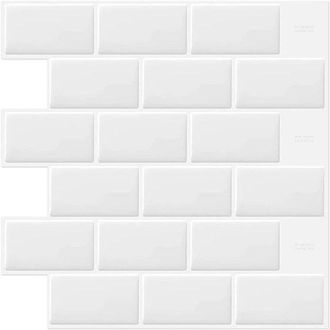 OEM Azulejos Blancos Autoadhesivos Tipo Metro Con Tira Adhesiva Para Salpicadero De Cocina Y Ba&ntilde;o, 3 L&aacute;minas, 30 X 30 Cm