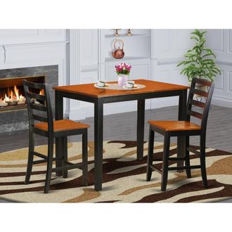 East West Furniture 3 Pc counter height pub set-pub Table and 2 Kitchen Dining Chairs