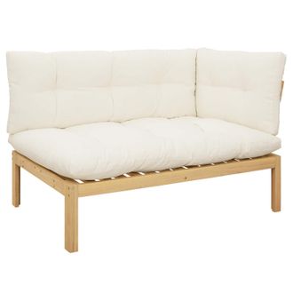 vidaXL Unidad Sof&aacute; Esquinero Acacia Claro Y Crema 132 X 92 X 82 Cm Vidaxl