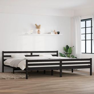 vidaXL Vidaxl - Estructura De Cama Sin Colch&oacute;n Madera Maciza Negro 200x200 Cm