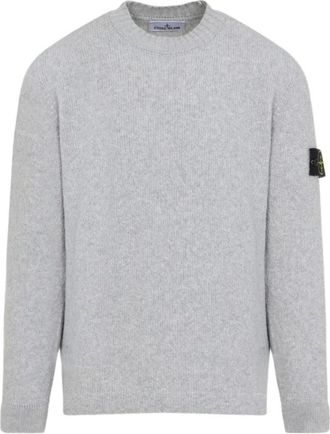 Stone Island Grijze Sweatshirt Moderne Pasvorm Aw 25 - Heren - Ronde hals truien - Grijs - 2XL - Wol - Truien & Vesten