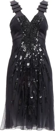 Versace sequins bead embellishment ruffle strap dress