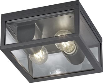 Trio Leuchten Trio Lighting - Garonne Outdoor Ceiling Light Double Lamp Cast Aluminium Anthracite And Transparent Glass Ip44 24x24cm 601860242