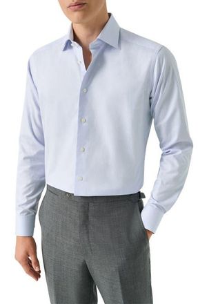 Eton Slim Fit Signature Twill Houndstooth Button-Up Shirt in Light Blue at Nordstrom, Size 14.5