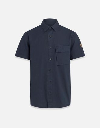 Belstaff Mens Belstaff Short Sleeve Scale Shirt Dark Ink - Navy - Size: 42