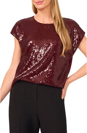 Halogen Sequin Cap Sleeve Top in Burgundy at Nordstrom Rack, Size Small