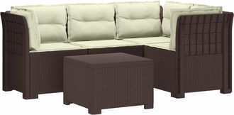 vidaXL Sof&aacute; De Jard&iacute;n Para 4 Personas Con Cojines Y Dise&ntilde;o De Rattan Vidaxl