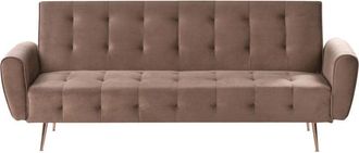 Beliani Sofa Bed 3 Seater SELNES Velvet Brown