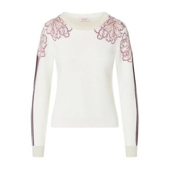 Liu Jo ECS Maglia Chiusa M/L - Dames - Ronde hals truien - Wit - XL - Polyester - Truien & Vesten