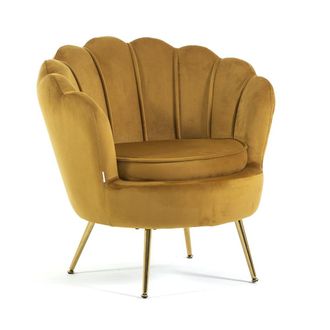 Siediti Fuori e Dentro Sill&oacute;n relax concha terciopelo mostaza/oro