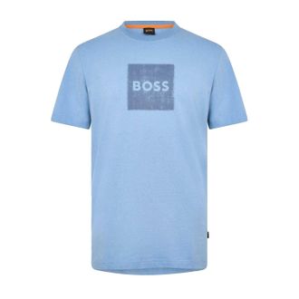 HUGO BOSS Heren Gestikt Katoenen Logo T-shirt (Blauw)