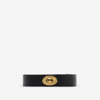 Burberry Crocodile-effect Leather Cotswolds Belt, Size: M