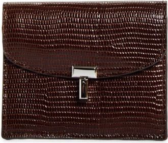 Toteme T-Lock Lizard Embossed Card Holder in Brown at Nordstrom