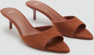 Mango Sandali pelle tacco kitten arancione tostato - Donna - 36 - MANGO