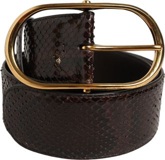 Dolce & Gabbana Python Leather Gold-Buckle Belt - Brown