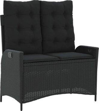 vidaXL Sill&oacute;n Reclinable De Jard&iacute;n Con Cojines Rat&aacute;n Sint&eacute;tico Negro Vidaxl