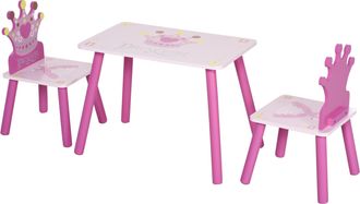 HOMCOM Mesa y 2 sillas infantiles 55x34x42 cm rosa
