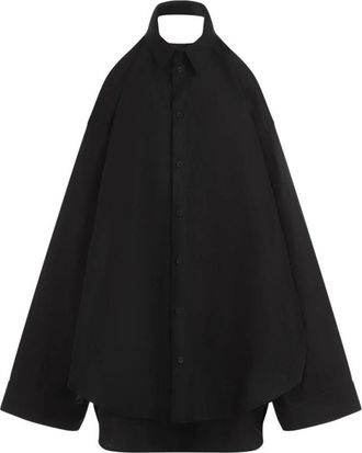 Balenciaga Oversized Poplin Shirt - Dames - Overhemden - Zwart - 2XS - Katoen - Overhemden