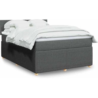 vidaXL Cama Box Spring Con Colch&oacute;n Tela Gris Oscuro 140x190 Cm Vidaxl