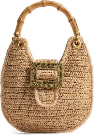 Pamela Munson The Avis Raffia Hobo Bag in Natural at Nordstrom