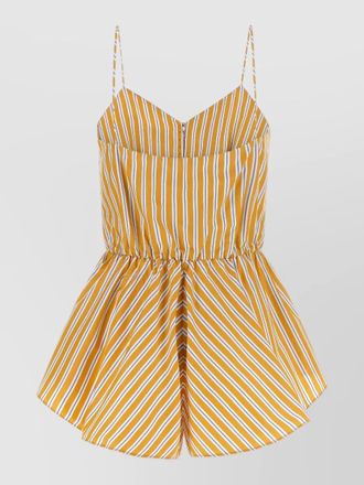 Andamane celeste jumpsuit striped flared hem straps buttons