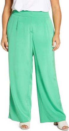 Lafayette 148 New York Dalton Stretch Silk Wide Leg Pants in Garden Green at Nordstrom Rack, Size 18W