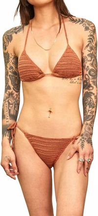 Rvca Westside Cheeky Crochet Bikini Bottom In Burnt Copper