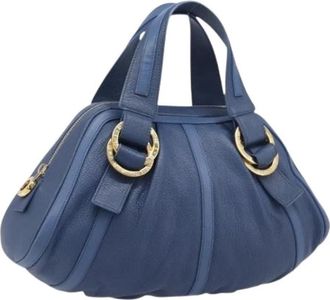 Bulgari Pre-owned Vintage Hand Bag - Dames - Vintage Handtas - Blauw - ONE Size - Leer - Vintage