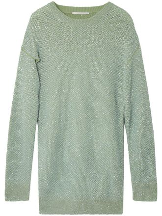 Stella McCartney sequin-embellished cape jumper minidress - women - Wool/Polyester/Nylon - M - Green