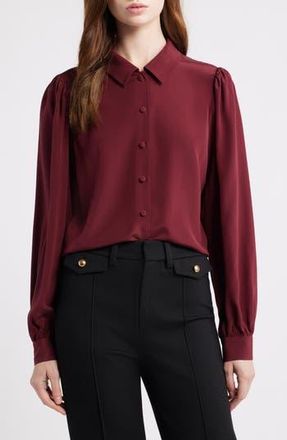 Frame Denim Staple Silk Button-Up Shirt in Pinot at Nordstrom Rack, Size X-Small