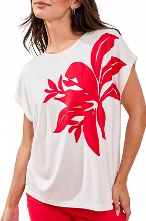 Tribal Cap Sleeve Top With Applique In Sea Pearl-3330
