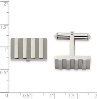 Diamond2Deal Titanium Brushed and Polished Stripes Cufflinks