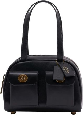 Coach Tassen, Dames, Zwart, ONE Size, Leer, Twin Turnlock Bag 20